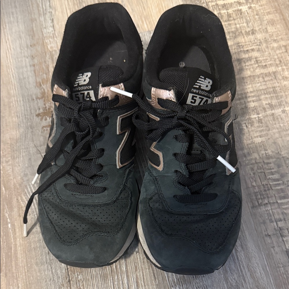 New Balance 574 Black and Bronze Sneakers